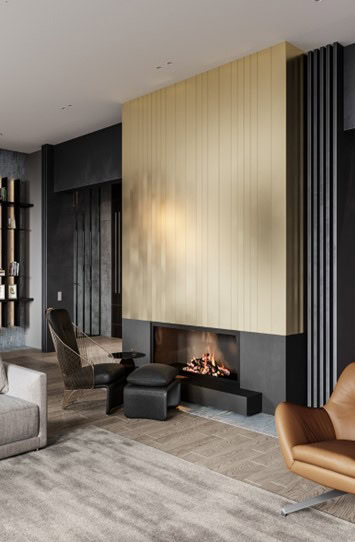 Kamin gold schwarz
