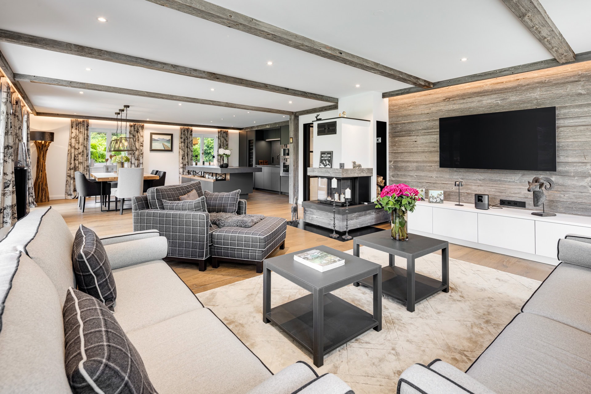Living room with fireplace