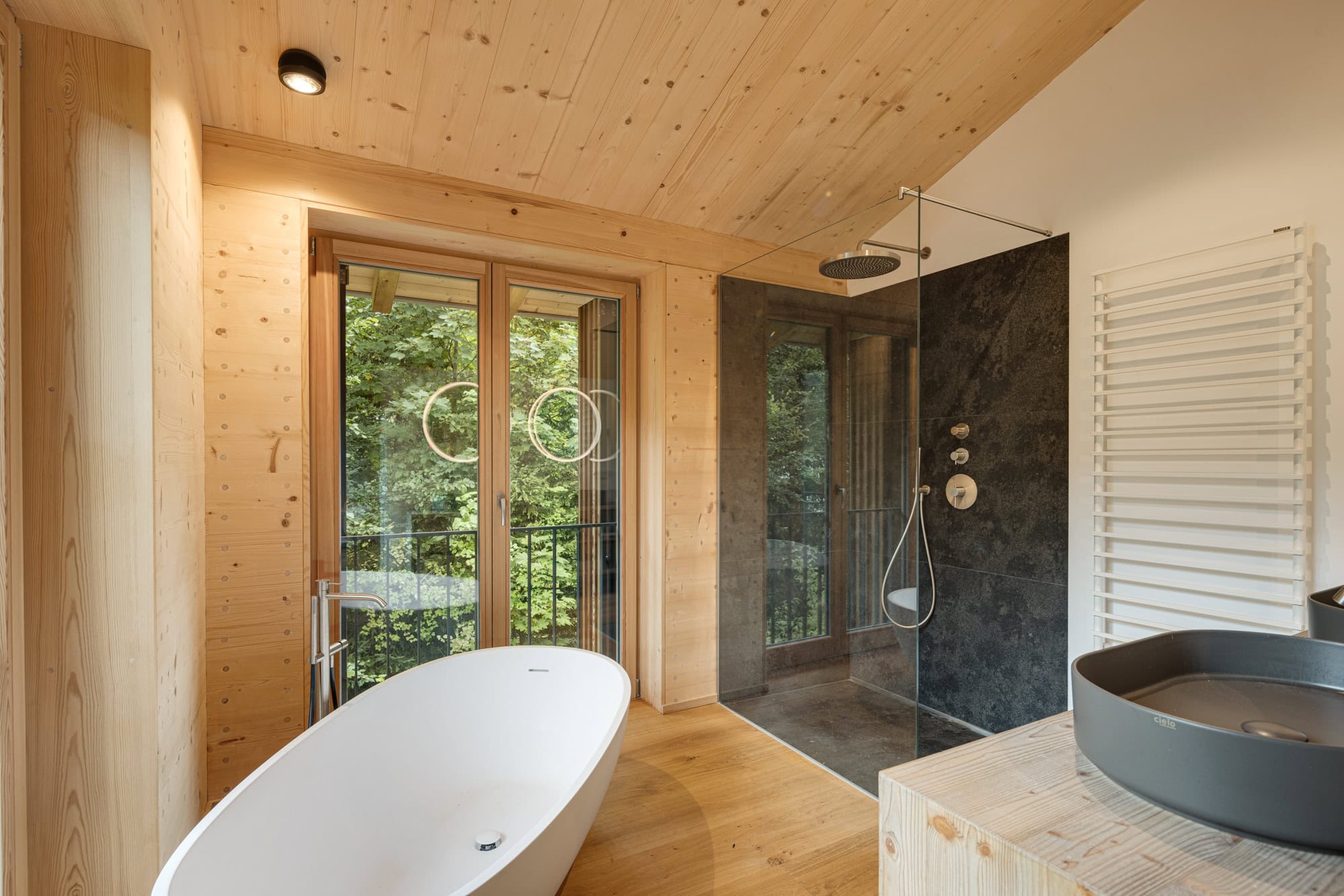 Bathroom with a freestanding bathtub